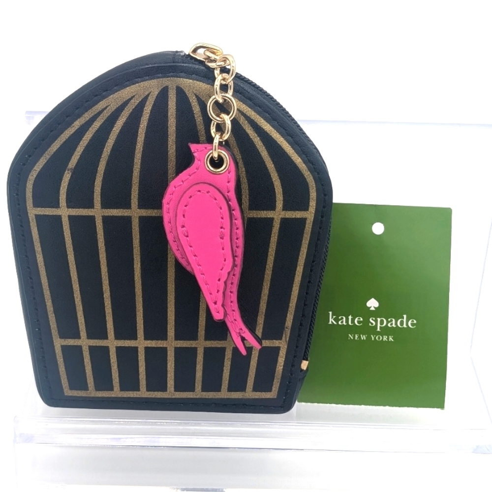Kate Spade Black and Pink Bird Cage Coin Purse